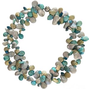 TWO TIER COIN PEARL NECLACE-TURQUOISE