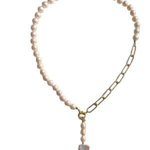 WHITE MARIO HALF PEARL AND CHAIN