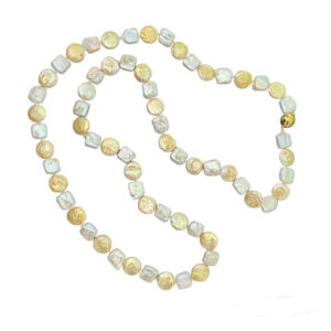 WHITE AND GOLD COIN PEARL NECKLACE