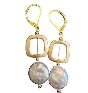 NINI EARRINGS WITH GREY COIN PEARL