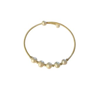 ZEVAR BANGLE WITH WHITE PEARLS IN GOLD BEAD