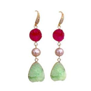 MINT GREEN AND RED DRUZY EARRING