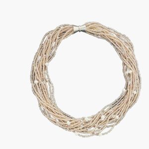 PEACH CRYSTAL AND PEARL NECKLACE