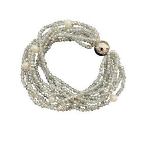 SILVER CRYSTAL AND PEARL BRACELET