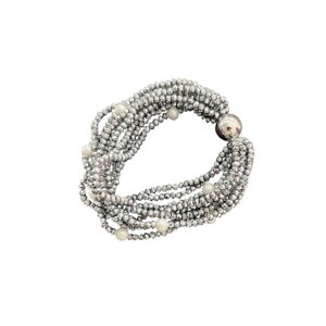 PEWTER CRYSTAL AND PEARL BRACELET