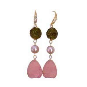 PEACH AND GREEN DRUZY EARRING