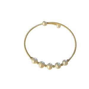 ZEVAR BANGLE WITH WHITE PEARLS IN GOLD BEAD