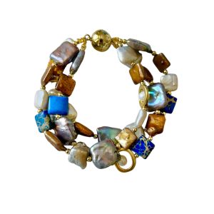 THREE TIER PEARL AND LAPYBRACELET