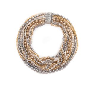 12 TIER MULTI COLURED PEARL NECKLACE