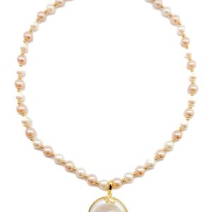 WHITE MABE PENDANT NECKLACE