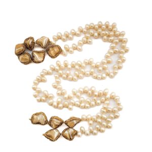 SHELL AND PEARL SCARF NECKLACE