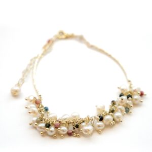 GRAPE PEARL AND TOURMALINE TRINKET BRACELET