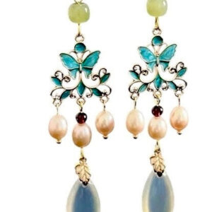 ENAMEL AND PEARL EARRINGS