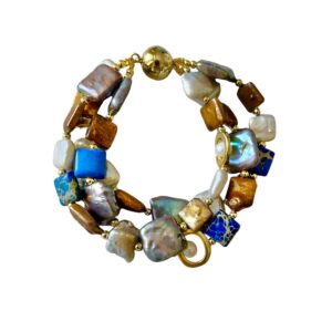 THREE TIER PEARL AND LAPYBRACELET