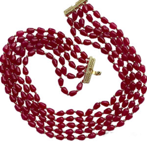 FIVE TIER DEEP RED JADE NECKLACE