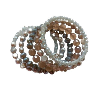 SPIRAL PEARL AND STONE BANGLE-GREY