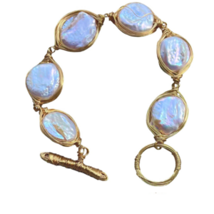 ZEVAR COIN PEARL BRACELET IN GOLD