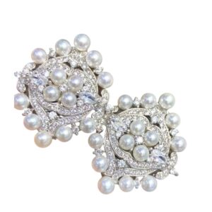 ZIRCONIA WHITE PEARL EARRINGS