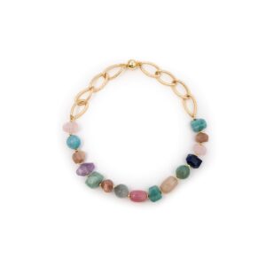 MULTI STONE NECKLACE IN LOOP CHAIN