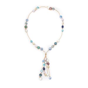 MULTI COIN Y SHAPE NECKLACE(PASTEL SHADES)