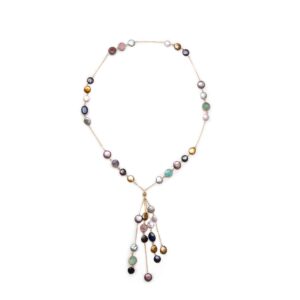 MULTI COIN Y SHAPE NECKLACE (DEEP SHADES)