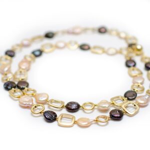 NINI NECKLACE IN BLACK AND PINK-GOLD