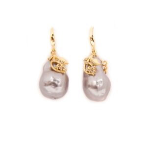 SILVER BAROQUE PEARL EARRINGS