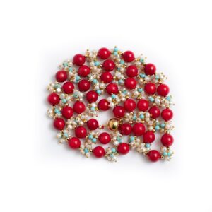 RED CORAL WITH TURQUOISE AND PEARL