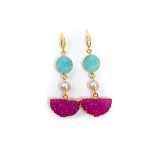 CULTURED DRUZY AND PEARL EARRINGS