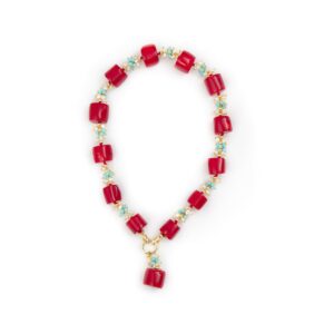 CHUNKY CORAL WITH TURQUOISE AND PEARL