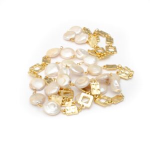 NINI FLAT GOLD WITH WHITE PEARL
