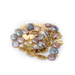 NINI FLAT GOLD WITH GREY AND PINK PEARL