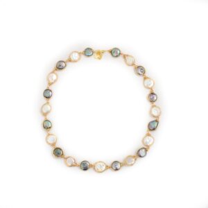 BLACK AND WHITE COIN PEARL NECKLACE