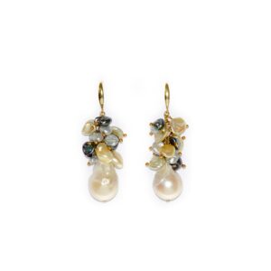 WHITE BAROQUE WITH KESHI GRAPE EARRINGS