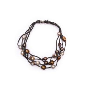 MULTI COLOURED BAROQUE AND SUEDE NECKLACE