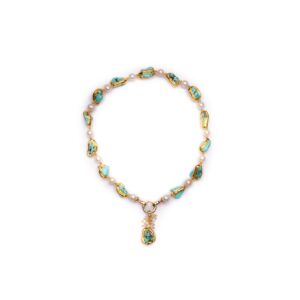 TURQUOISE AND PEARL DROP NECKLACE