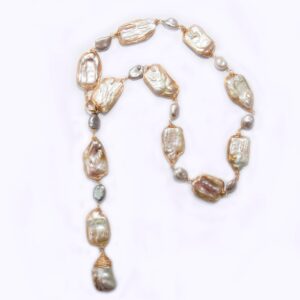 BAROQUE Y SHAPE NECKLACE IN GOLD WIRE