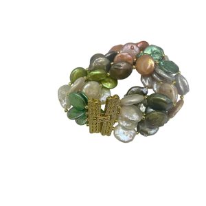 MULTI COLORED COIN PEARL BRACELET